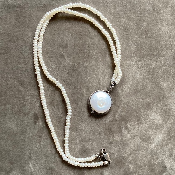 Vintage Sundance Catalog Coin Pearl necklace with mini freshwater pearls - Picture 2 of 3